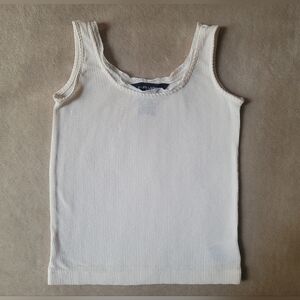 Ralph Lauren Girl Cream Embroidered Trim Tank Top Size 3